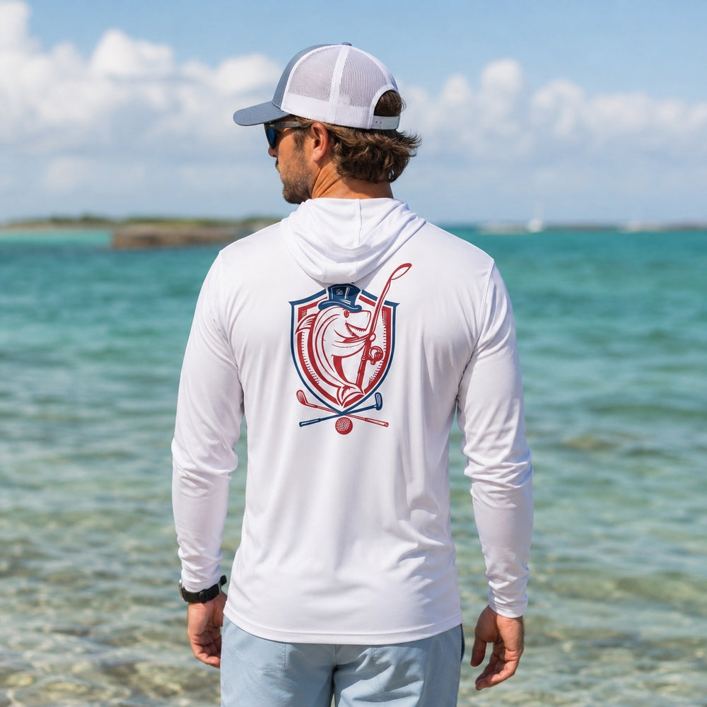 Shark Emblem Bamboo Performance Hoodie (White)